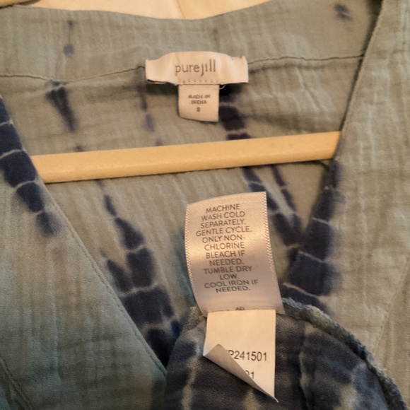 Pure Jill Tie-Dyed Crinkle Gauze Tunic - Picture 3 of 3